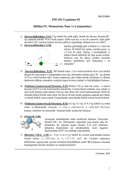 FİZ-101 Uygulama-IX (B&ouml;l&uuml;m IX: Momentum, İtme ve &Ccedil;arpışmalar)