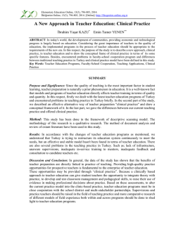A New Approach in Teacher Education: Clinical