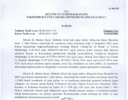 Bilecik Merkez G&uuml;lembe K&ouml;y&uuml; Akbayırlar Kaya Mezarları 1. Derece
