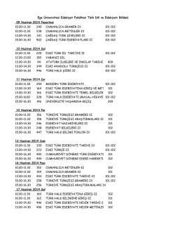 09 Haziran 2014 Pazartesi 10.00&ndash;11.30 240 101
