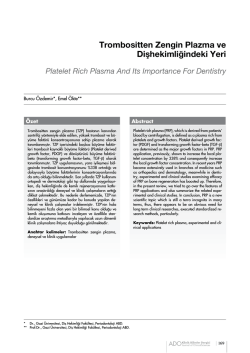 Trombositten Zengin Plazma ve Diş hekimliğinde yeri