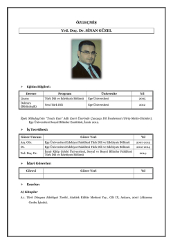 &Ouml;ZGE&Ccedil;MİŞ Yrd. Do&ccedil;. Dr. SİNAN G&Uuml;ZEL