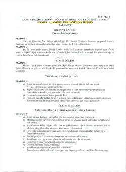 30/01/2014 TAPU VE KADASTRO XV. B&Ouml;LGE M&Uuml;D&Uuml;RL&Uuml;Ğ&Uuml; EK