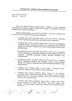 Ankara Valiliği Komisyon Kararları (Eyl&uuml;l 2014)