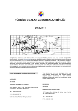 2014 Eyl&uuml;l (pdf-242 Kb) - D&uuml;nyadan İşbirliği Teklifleri