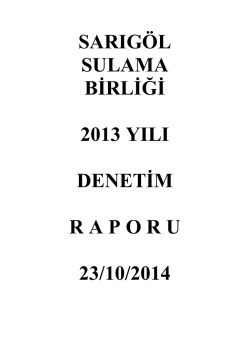 sarıg&ouml;l sulama birliği 2013 yılı denetim raporu 23/10/2014