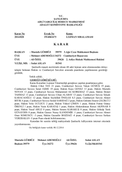 Maşuk Lojmanları Hakim ve Savcı Puan Sıralaması.
