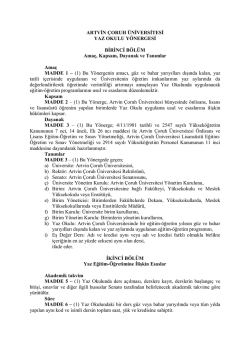 ARTVİN &Ccedil;ORUH &Uuml;NİVERSİTESİ YAZ OKULU Y&Ouml;NERGESİ BİRİNCİ