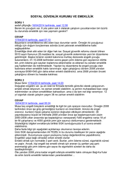 SOSYAL GÜVENLİK KURUMU VE EMEKLİLİK