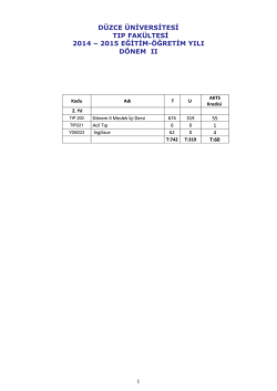 2014-2015 D&ouml;nem 2 ders programı - D&uuml;zce &Uuml;niversitesi Tıp Fak&uuml;ltesi