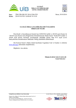 Sayı: TİM.UİB.GSK.DY.2014/1596