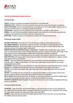 Trafik ve Çevre Bilgisi Ders Notları