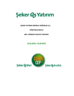 31/03/2014 Şeker Yatırım Faaliyet Raporu