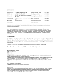 İLAN NO: 26945 &Uuml;niversite Adı KADİR HAS &Uuml;NİVERSİTESİ Duyuru