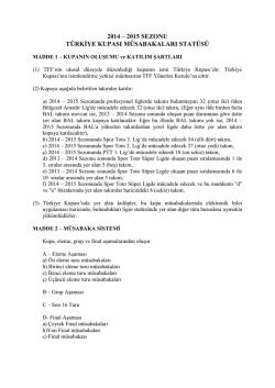 Türkiye Kupası Statüsü - Türkiye Futbol Federasyonu