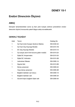 DENEY 15-1 End&uuml;vi Direncinin &Ouml;l&ccedil;&uuml;m&uuml; AMA&Ccedil;