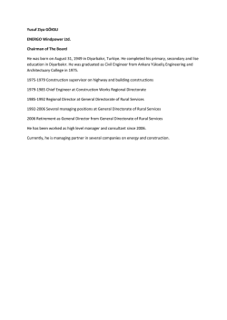 Yusuf Ziya GÖKSU ENERGO Windpower Ltd. Chairman of The