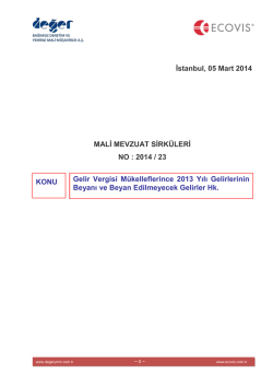 2014-23 Gelir Vergisi M&uuml;kelleflerince 2013 Yılı Gelirlerinin Beyanı