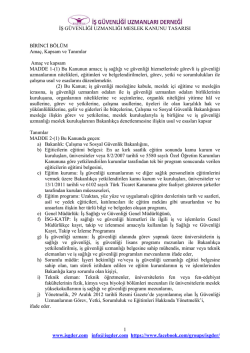 İŞ GÜVENLİĞİ UZMANLI www.isgder.com info@isgder BİRİNCİ