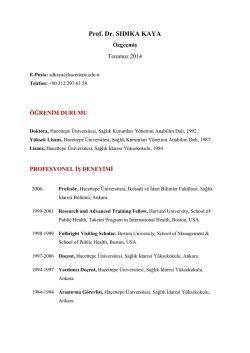 &Ouml;zge&ccedil;miş - Hacettepe &Uuml;niversitesi Sağlık İdaresi B&ouml;l&uuml;m&uuml;