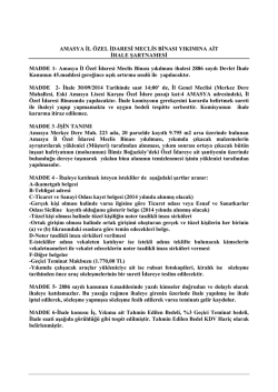 AMASYA İL &Ouml;ZEL İDARESİ MECLİS BİNASI YIKIMINA AİT İHALE