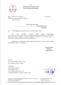 İl&ccedil;e Milli Eğitim M&uuml;d&uuml;rl&uuml;ğ&uuml; Yazısı