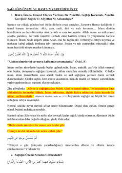 islamda sağlığın &ouml;nemi hastaların psikolojik durumları