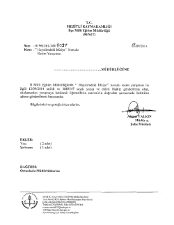 İl&ccedil;e Milli Eğitim M&uuml;d&uuml;rl&uuml;ğ&uuml; Yazısı