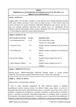 MİKES ANA S&Ouml;ZLEŞMESİNE İLİŞKİN G&Ouml;R&Uuml;ŞLERİMİZ