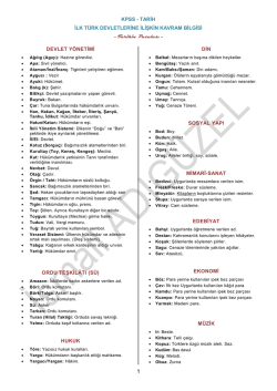 kpss - tarih ilk t&uuml;rk devletlerine ilişkin kavram