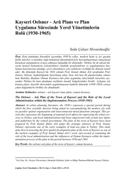 Kayseri Oelsner - Ar&ucirc; Planı ve Plan Uygulama S&uuml;recinde