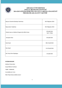 ARDAHAN ÜNİVERSİTESİ SOSYAL BİLİMLER ENSTİTÜSÜ 2014