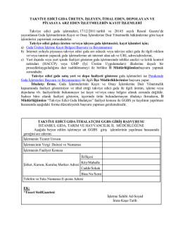 Takviye Edici Gıdalar - İstanbul İl Gıda Tarım ve Hayvancılık
