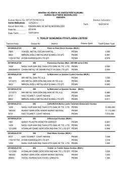 15.07.2014 tarihli ihale teklif listesi
