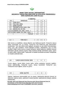abant izzet baysal &uuml;niversitesi ak&ccedil;akoca turizm işletmeciliği ve