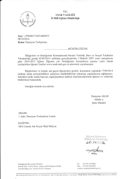 Mahalli Sınav Sonucu Pansiyon Yerleştirme