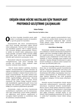 erişkin orak h&uuml;cre hastaları i&ccedil;in transplant protokol&uuml; geliştirme