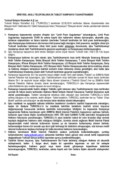 Ad Soyad: İmza: 1 BİREYSEL AKILLI TELEFONLARA EK