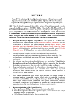 D U Y U R U - Tunceli &Uuml;niversitesi