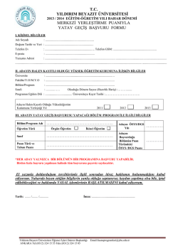 YBÜ YATAY GEÇİŞ BAŞVURU FORMU tıklayınız