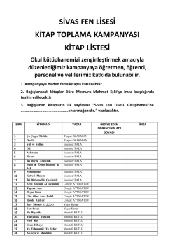 sivas fen lisesi kitap toplama kampanyası kitap listesi