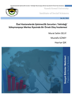 Özel Hastanelerde İşletmecilik Sorunları - E-Universite