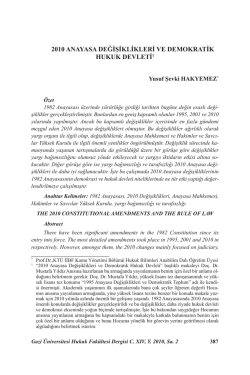 2010 anayasa değişiklikleri ve demokratik hukuk