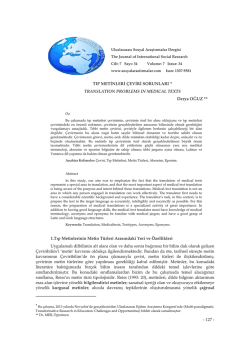 Tıp Metinleri &Ccedil;eviri Sorunları - the journal of international social