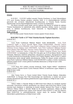 Mart Faaliyet Raporu - Rize Ticaret ve Sanayi Odası