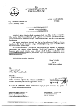 M&uuml;d&uuml;rl&uuml;ğ&uuml;m&uuml;z&uuml;n konu ile ilgili 17/09/2014 tarih ve 4002638 sayılı