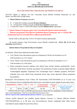 2014-2015 G&uuml;z Yarıyılı İşletme Doktora &Ouml;ğrenci