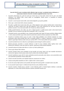 jenarat&ouml;r kullanma ve bakım talimatı