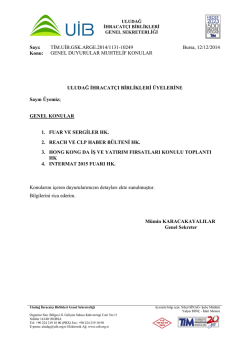 Genel Duyurular Muhtelif Konular 12.12.2014