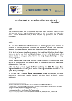 Değerlendirme Notunun Tamamı İçin TIKLAYINIZ